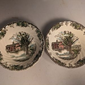Set of 2, The Friendly Village Round Serving Bowls by Johnson Brothers England